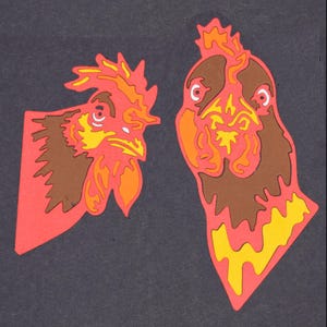 2 troqueles de corte de metal con forma de cabeza de pollo grande, gallinas, plantilla, fabricación de tarjetas, álbumes de recortes, manualidades, manualidades con papel, I9