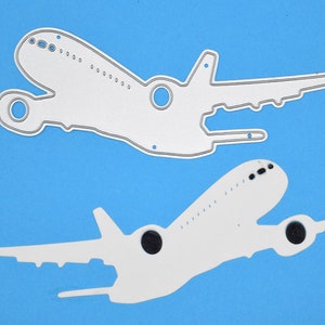 Fustella in metallo a forma di aeroplano a reazione, stencil, scrapbooking, creazione di biglietti, artigianato con carta E1