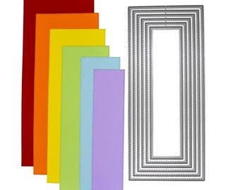 Large Slimline Rectangle Nesting Metal Cutting Dies – Dot Edge Set