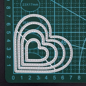 Nest Of 4 Heart Stitch Pattern Metal Cutting Dies – Geometric Shapes For Crafts & Card Making