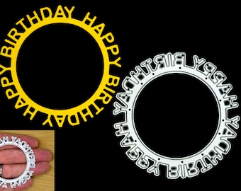 A Round Circular 'Happy Birthday' Sentiments Frame Metal Cutting Die, Stencil, Card Making, Paper Crafts, Scrapbooking C8