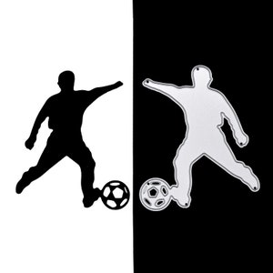 Fustella in metallo per calciatore e pallone, giocatore di calcio, creazione di biglietti, artigianato di carta, scrapbooking F9