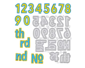 Juego de troqueles de corte de metal de doble corte con números + sufijos Th, St, Rd, Nd, No, para tarjetas, scrapbooking, manualidades con papel, troqueles de números de 2,2 cm de alto, tamaño A4