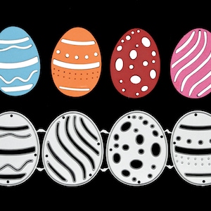 4 troqueles metálicos decorativos de huevos de Pascua, plantillas, tarjetas, scrapbooking, manualidades con papel (tamaño D5)