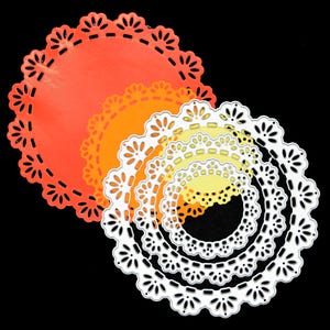Nest van 3 decoratieve ronde ronde metalen stansmessen, cirkel, kaarten maken, scrapbooking, fotoalbums, stencils, papierkunst, E8