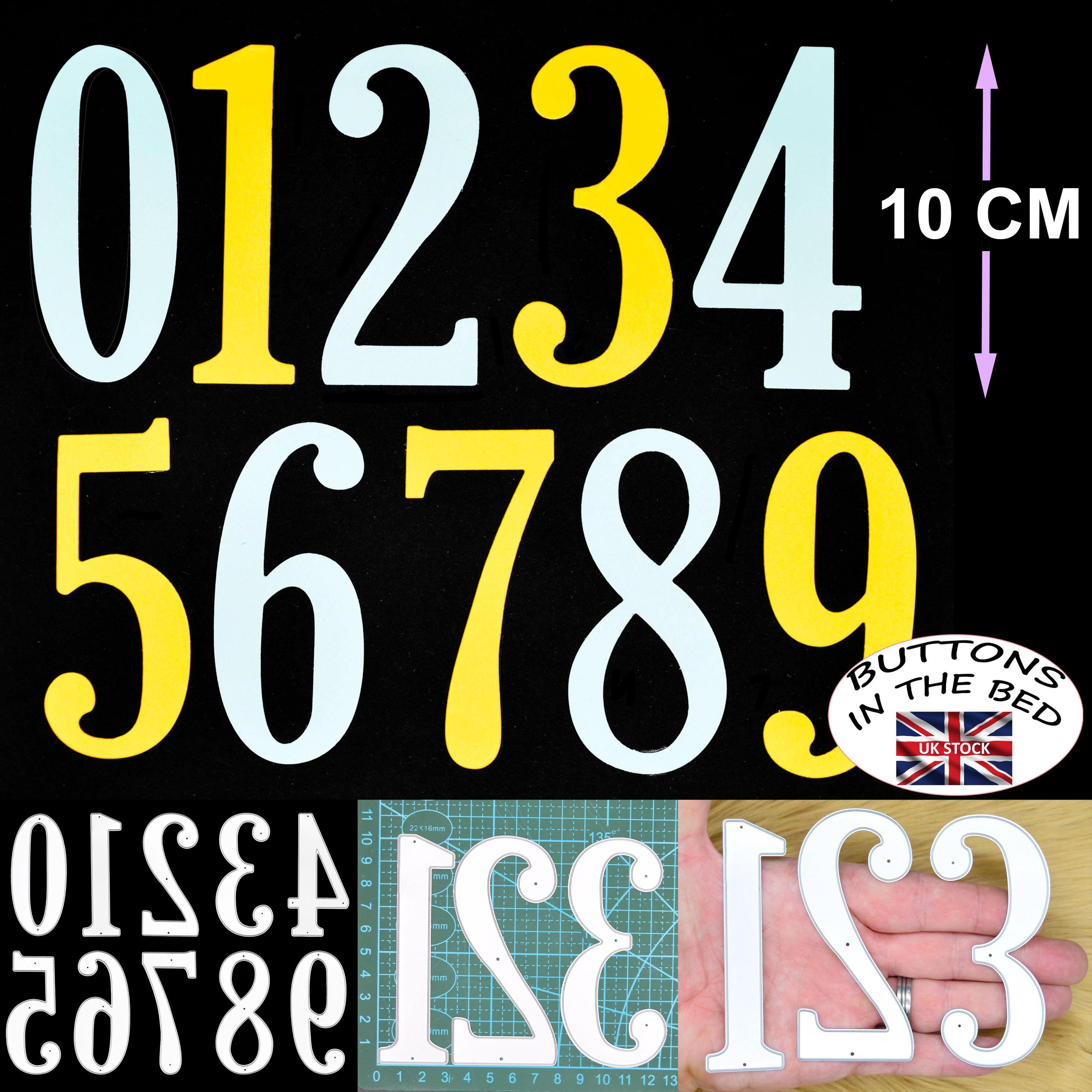 Very Large 10 cm (4 Inch) Numbers Metal Cutting Dies, Full 0 to 9 Set, Numerals, Card making, Stencils Scrapbooking, Paper Crafts, H4