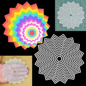 Groot nest van 13 effen geslepen zigzag/ster metalen stansmessen, sterren, kaarten maken, scrapbooking, stencils, papierkunst, B7