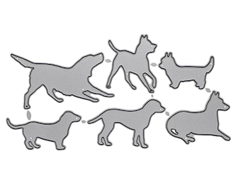 Dog Silhouette Metal Cutting Dies Set | 6 Pet Breed Designs for Card Making