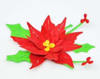 Poinsettia Metal Cutting Die Decorative 3D Flower Set, Petals, Christmas, Card making, Paper Crafts, Scrapbooking, A9