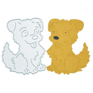 Matrice de découpe en métal Happy Puppy, Chien, Chiens, Fabrication de cartes, Scrapbooking, Loisirs créatifs en papier, Animaux de compagnie, A1