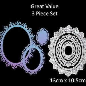 Nido di 3 fustelle in metallo con elegante cornice ovale, creazione di cartoline, scrapbooking, album fotografici, stencil, lavori con la carta C4