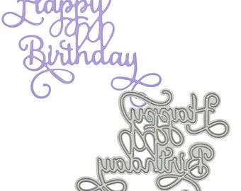 Happy Birthday Cutting Die | Calligraphy Script Sentiment for Card Making