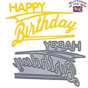 Fustella in metallo "Happy Birthday" in stile anni '50, per biglietti d'auguri, retrò, anni '50, messaggi, stencil, biglietti d'auguri, lavori di carta, scrapbooking E2