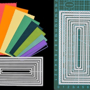 Nid mixte de 9 matrices de découpe en métal à double couture, tranchant denté, festonné et cadre droit, fabrication de cartes, scrapbooking, créations créatives en papier, I8