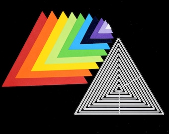 Nest of 10 Straight Cut Triangle Metal Cutting Dies, Card Making, Scrapbooking, Photo Albums, Stencils, Paper Crafts I3