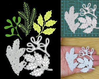 Holly, Pine and Mistletoe Leaves Metal Cutting Die Set, Card Making, Crafts, Paper Crafts, Scrapbooking, Photo Album, E6
