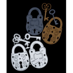 2 grandi lucchetti e chiavi Stampi per il taglio dei metalli, creazione di carte, scrapbooking, artigianato della carta, stencil H4