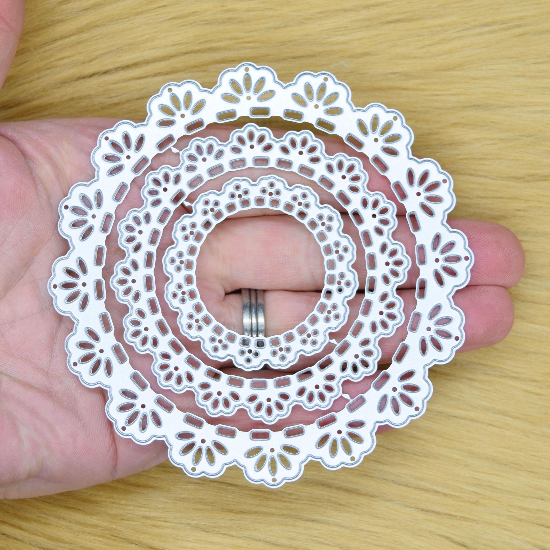 Circle Dies Nest Of 8 Circle Round Stitch Patterned Metal Cutting - Foto 9