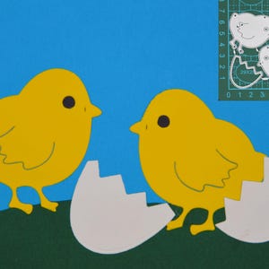 Juego de troqueles de corte de metal con pollitos y huevos rotos de Pascua/primavera, fabricación de tarjetas, álbumes de recortes, plantillas, manualidades con papel, J1