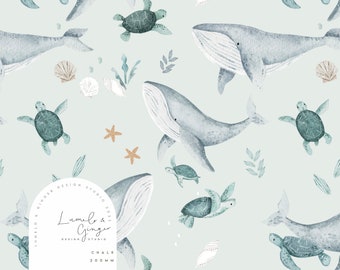 Under the Sea Turtles Seamless Fabric Design, Repeat Tile, Pattern ...