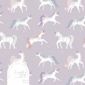 Unicorn Seamless Fabric Design,  Repeat Tile, Pattern Lunoe