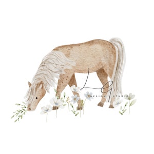 Hest, horse, pony, field, meadow, Fabric PNG sublimation file, Transfer, Heat transfer design