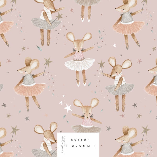 Dottie, Ballerina mouse, cutie, princess, Seamless Fabric Design,Repeat Tile, Pattern Lunoe