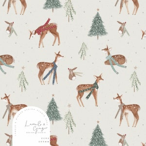 Winter Deers, Fawna, christmas deers, Seamless Fabric Design,Repeat Tile, Pattern Lunoe