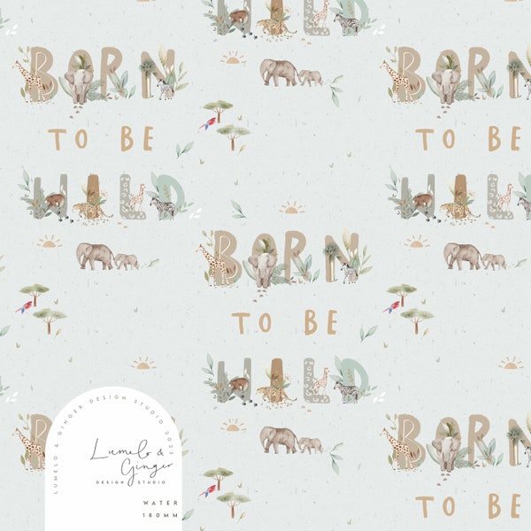 Typ-ed born to be wild, safari Seamless Fabric Design,  Repeat Tile, Pattern Lunoe