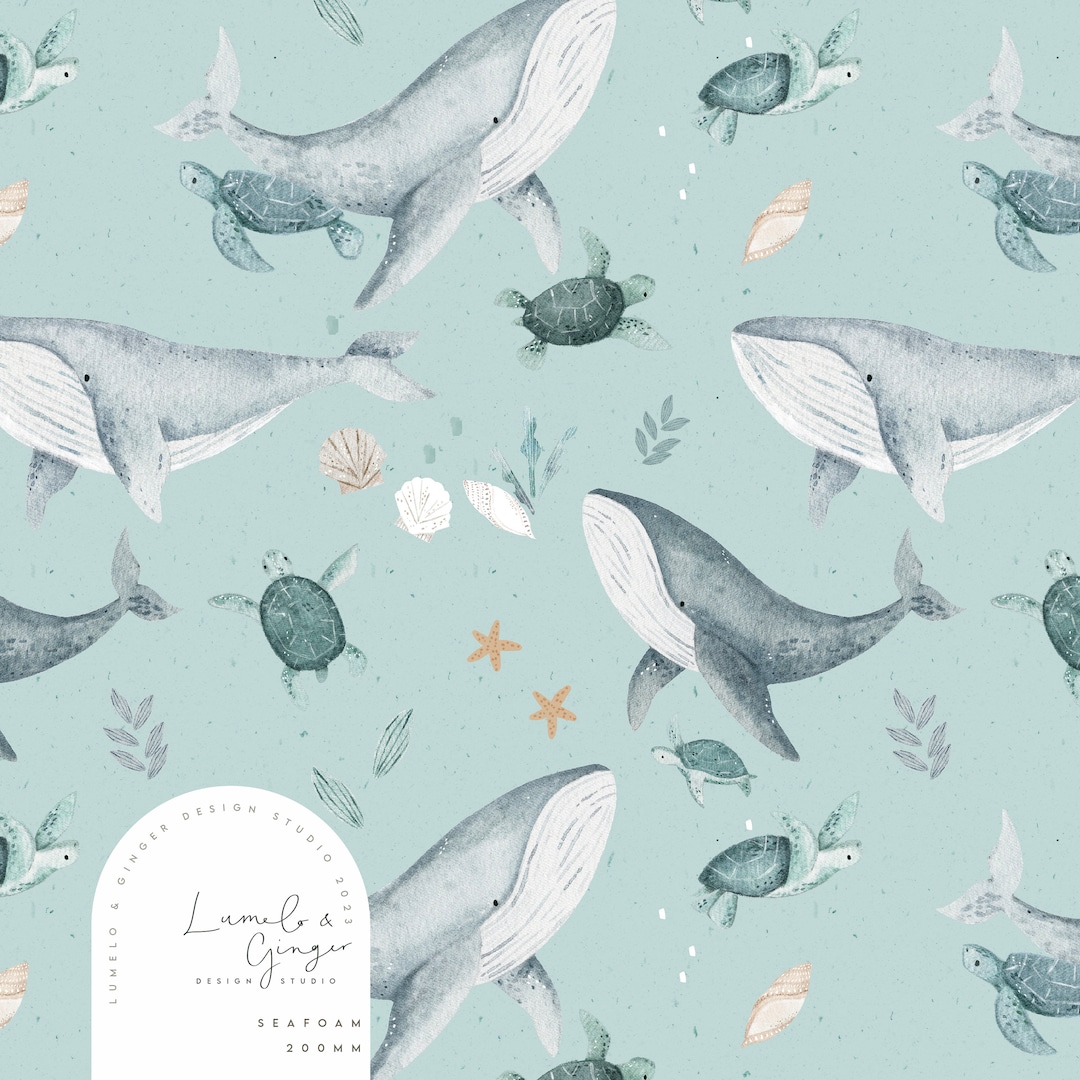 Waters, Under the Sea Turtles Seamless Fabric Design, Waters Repeat ...