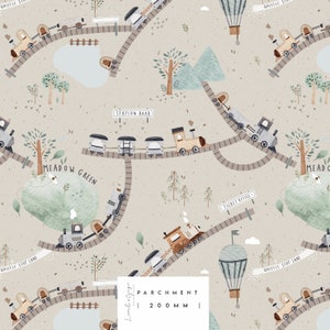 Reise mit dem Zug, Karte, Sehenswürdigkeiten, Land, Karte Seamless Fabric Design, Rapport Tile, Muster Lunoe