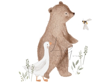 Harry and Duck, bear, goose duck, bee PNG sublimation file, Transfer, Heat transfer design