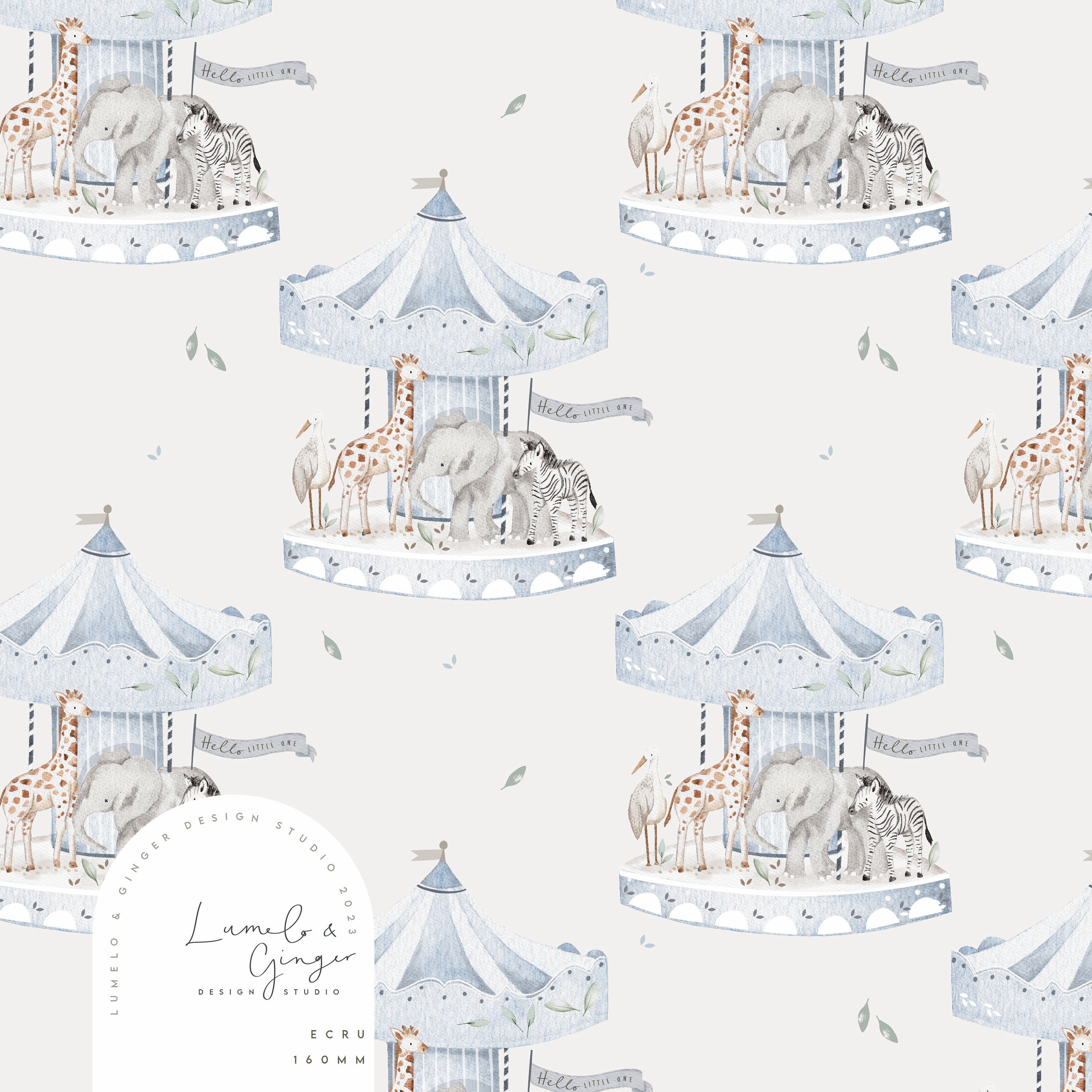 Carousel, new baby, zebra giraffe, fun fair , Seamless Fabric Design, Fete Foraine, Repeat Tile, Pattern Lunoe, Non Exclusive design