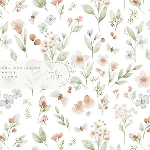 Delphine, blommig, akvarell, botanisk, vårsommar, barnmode, kläder, sömlös tygdesign, upprepning, mönster icke-exklusivt