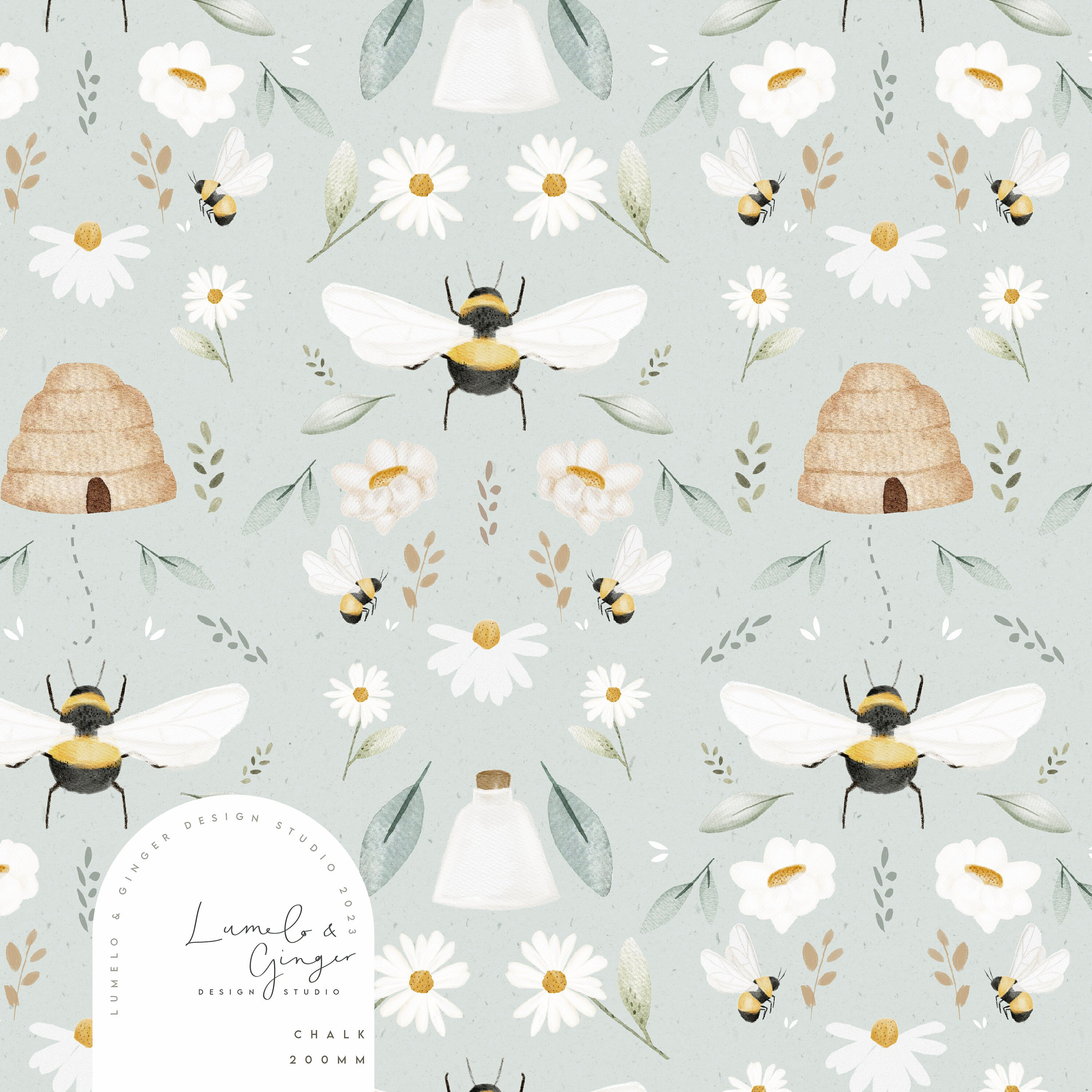 Bees Floral Hive Flower Seamless Fabric Design, Repeat Tile, Pattern ...