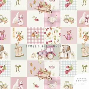 Lumelo and Ginger - Hayyes Farm - on Pink - Alpaca - Farm Animals - Printed by Family Fabrics main image 0