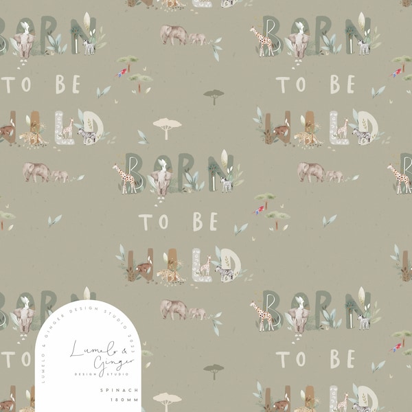 Typ-ed born to be wild, safari Seamless Fabric Design,  Repeat Tile, Pattern Lunoe