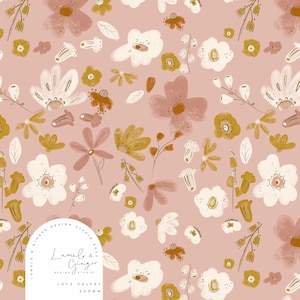 Posy, floral, Joys, Vintage, Bluebell, daisy, peony, Seamless Fabric Design,  Repeat Tile, Pattern Lunoe