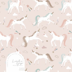 Unicorn Seamless Fabric Design,  Repeat Tile, Pattern Lunoe