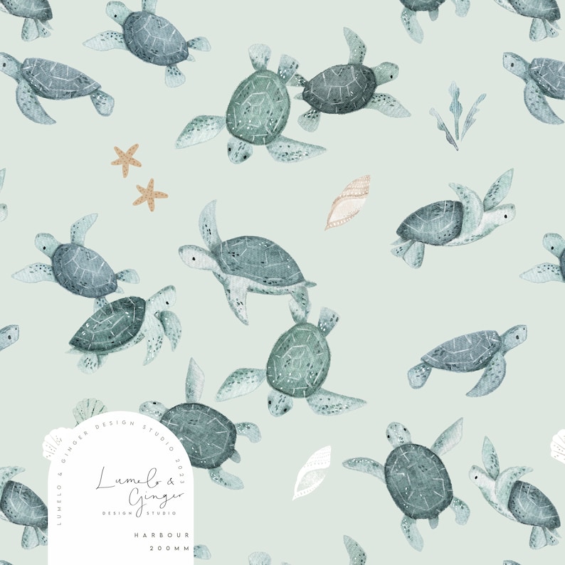 Bale, Under the Sea Turtles Seamless Fabric Design, Repeat Tile ...