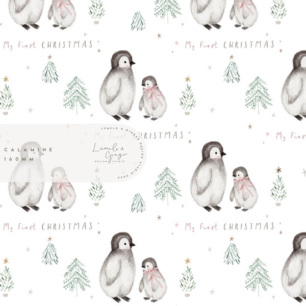 Pipper, christmas, first, penguin, santa, reindeer, Children's fashion, Non Exclusive Seamless Fabric Design,  Repeat Tile, Pattern