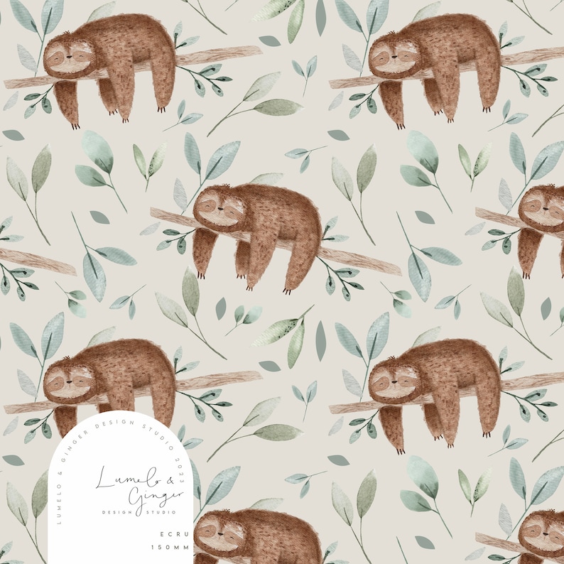 Sloth Australia Seamless Fabric Design Repeat Tile Pattern - Etsy