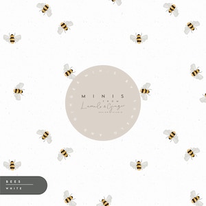 MINI, Bees, simple, cute, queen bee, hive, honey, Seamless Fabric Design, Repeat Tile, Pattern Lunoe
