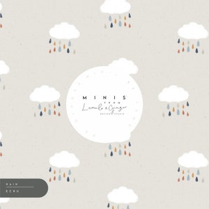 MINI, Weather, rain clouds, simple Seamless Fabric Design,  Repeat Tile, Pattern Lunoe
