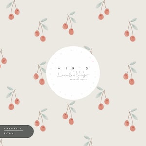 MINI, cherries, pop, cute, happy, simple Seamless Fabric Design, Meadow,  Repeat Tile, Pattern Lunoe