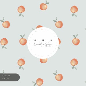 MINI, Peaches, Peach, fruit, simple Seamless Fabric Design, Repeat Tile, Pattern Lunoe