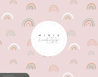 MINI, regnbåge, söt, boho, enkel sömlös tygdesign, upprepad kakelplatta, mönster Lunoe