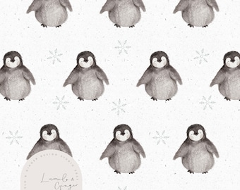 Penguin, winter, Seamless Fabric Design,Repeat Tile, Pattern Lunoe