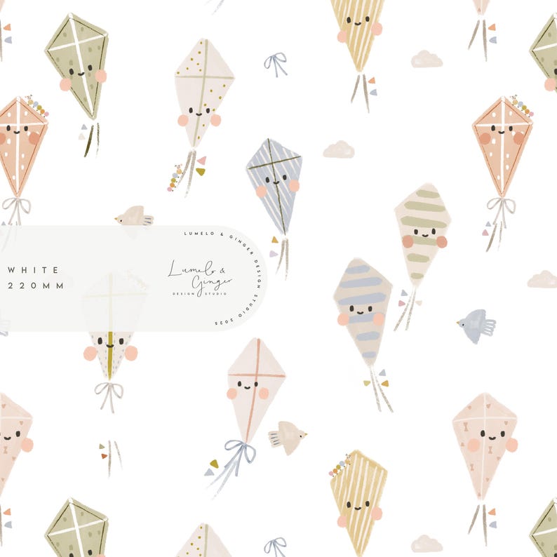Kites Repeat Pattern Skyhigh Kites, Faces, Cute, TOKEN, Non Exclusive Seamless Fabric Design ...