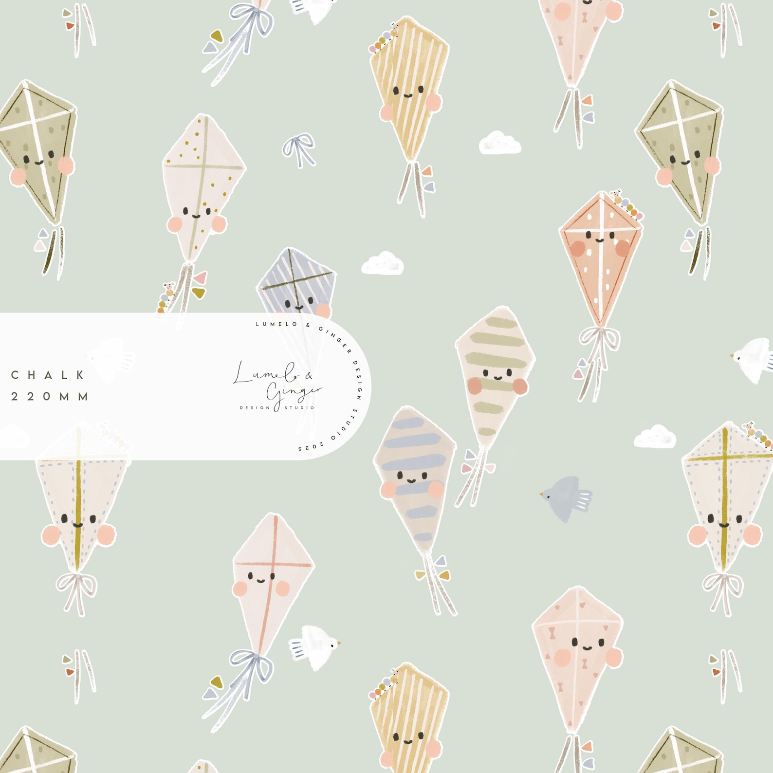 Kites Repeat Pattern Skyhigh Kites, Faces, Cute, TOKEN, Non Exclusive Seamless Fabric Design ...